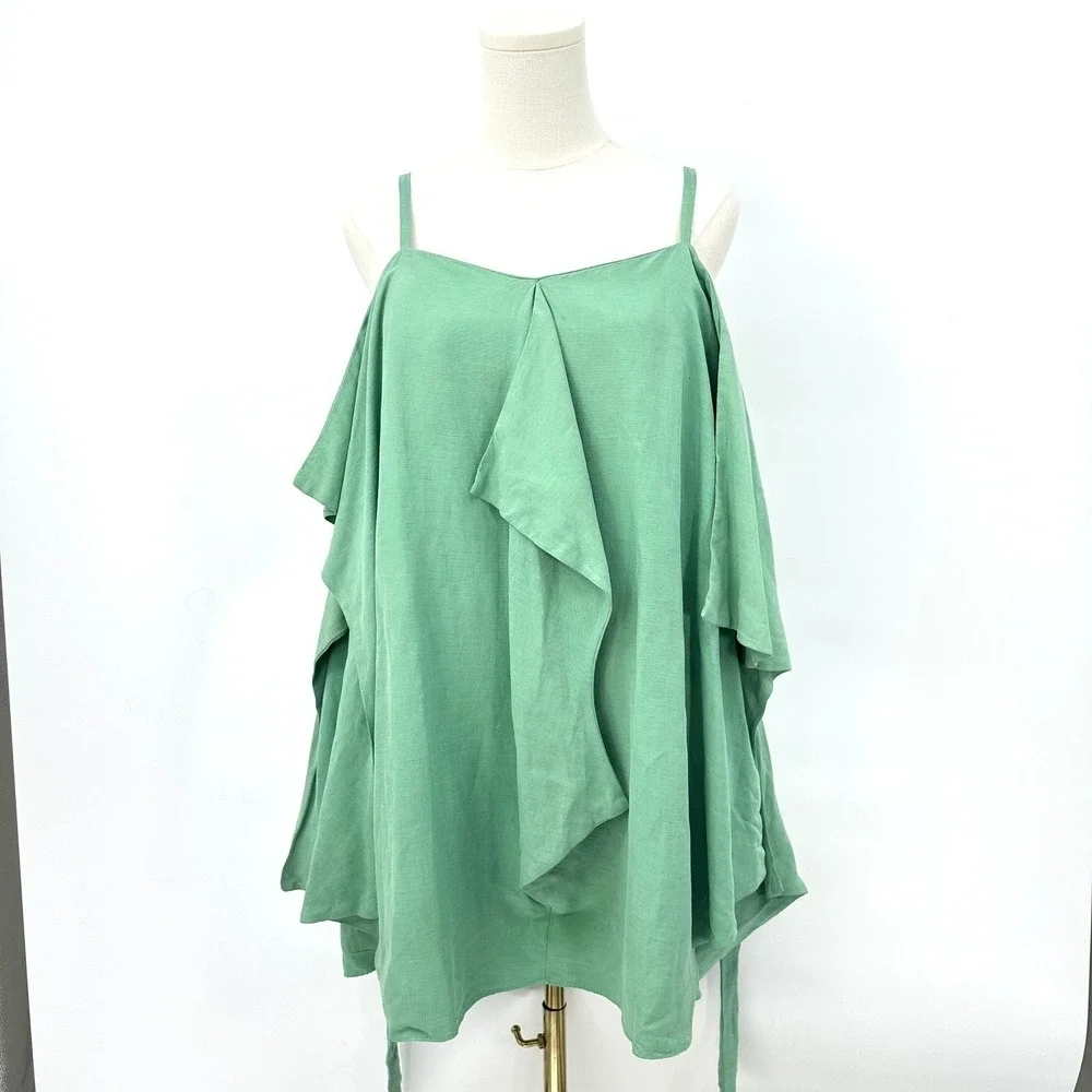 Camilla and Marc Cleo Linen Frock Napkin Dress 10 Mint Green‎ Earthy Naturecore